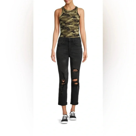No Boundaries High Rise Destructed Girlfriend Jeans - Picture 1 of 7